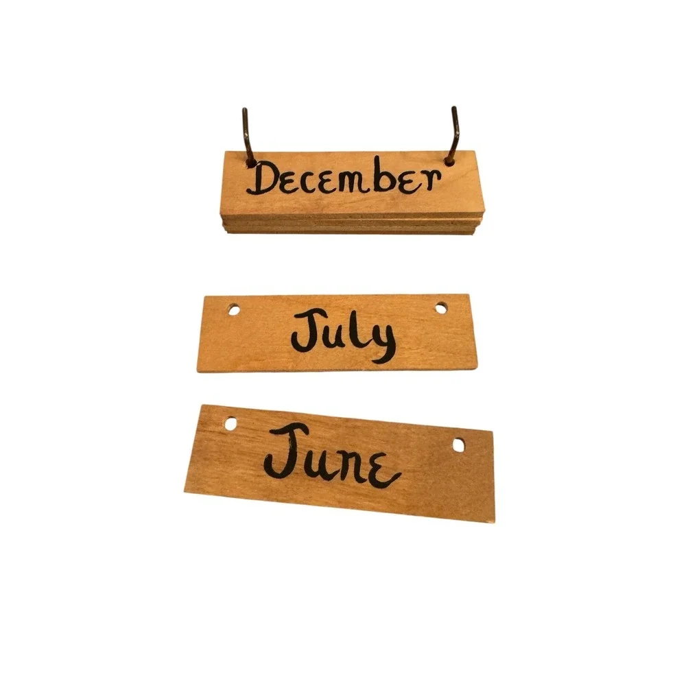 Vintage Hand Painted Wooden Perpetual Calendar Pigs Sunflowers Farmhouse Decor